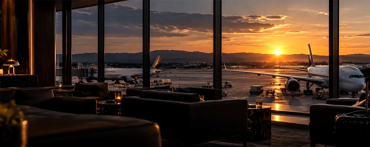 Airport lounge image representing status matches and challenges